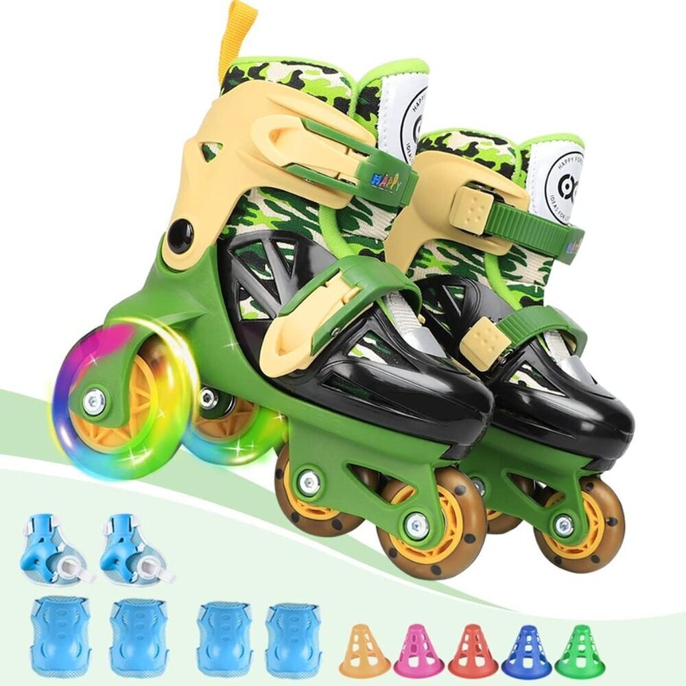 Kids Camouflage Quad Roller Skate 3-point Balance Roller Shoes For Beginners
